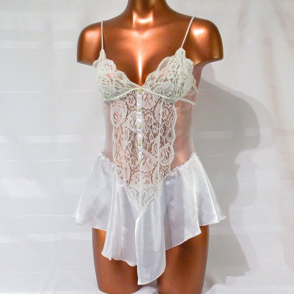 Escante Vintage Nylon & Satin Babydoll M/L - Picture 1 of 9